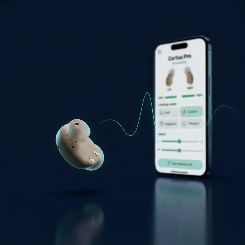 Three simple science steps showing how the Certus Pro microphone, smart chip filters, and sound delivery system work.